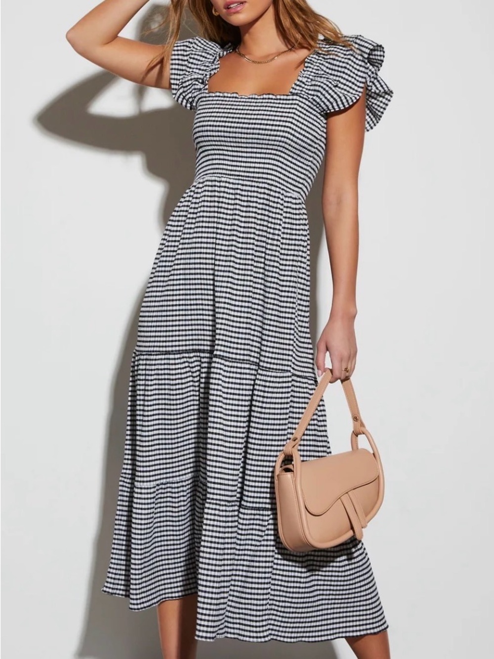 Vici Black & White Striped Square-Neck Midi Dress. Like new.